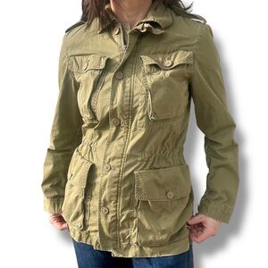J. Crew Khaki Green Field Jacket Boyfriend Fatigue Parka Utility Outdoor Rugged